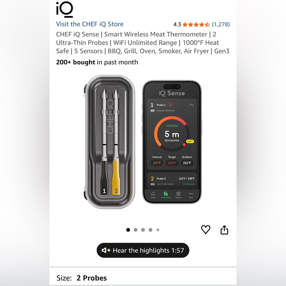 iQ Sense Wireless Chef Meat Thermometer